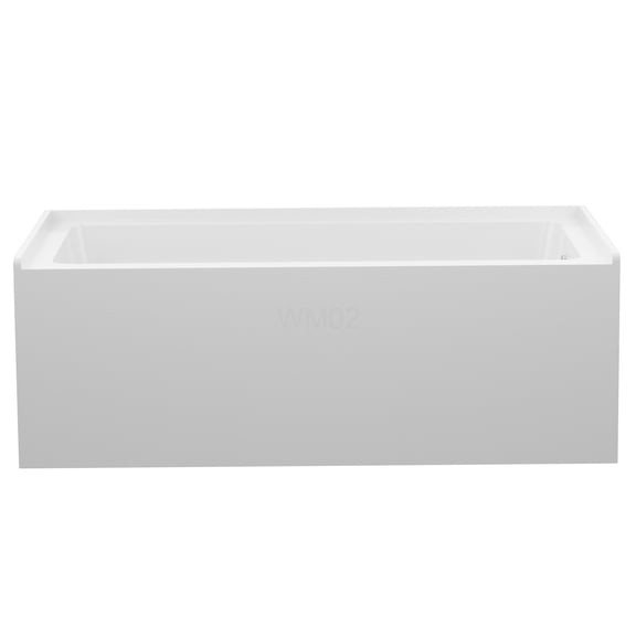 COSMOS 60 Inch Glossy White Acrylic Alcove Soaking Bathtub with Skirt, Back to Wall Design with Chrome Drain