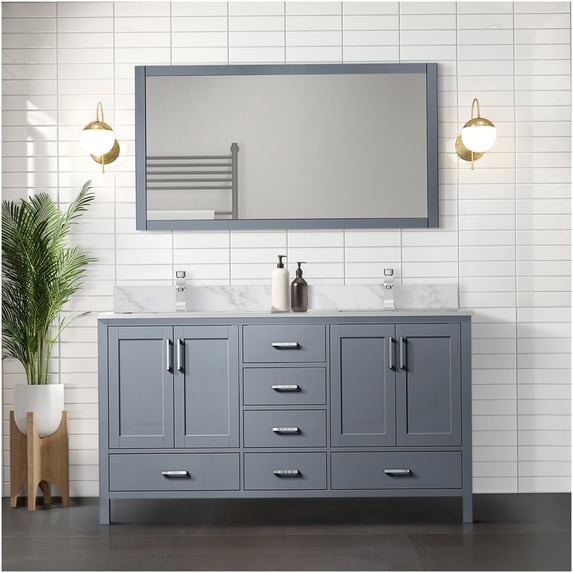 COSMOS 72 Inch Double Sink Bathroom Vanity Set with Carrara Marble Top ...
