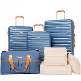 COSMOS 8-Piece Hardside Spinner Luggage Set in Blue | TSA Lock, Carry ...
