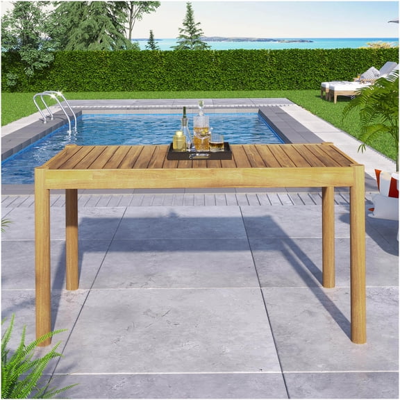 COSMOS Acacia Wood Outdoor Dining Table, Light Teak Patio Table for Garden, Balcony or Backyard