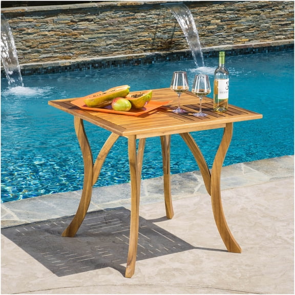COSMOS Acacia Wood Outdoor Patio Dining Table, Square Teak Finish Table for Garden, Porch, Backyard