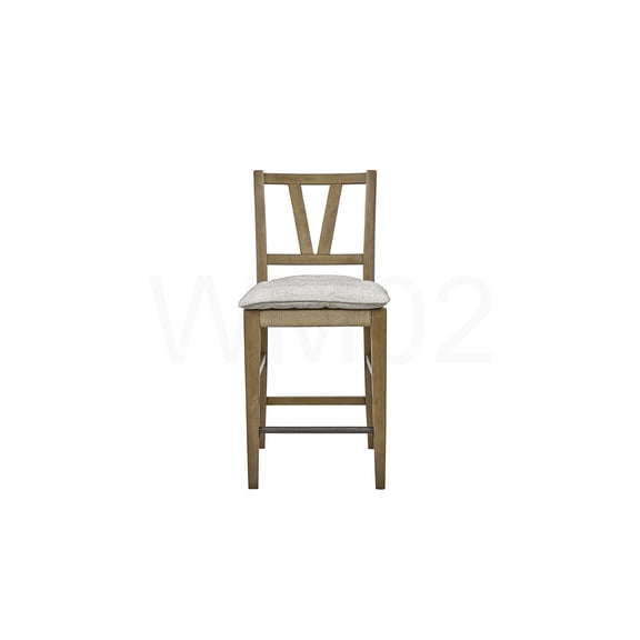 COSMOS Almond Counter Height Chairs, Set of 2, Solid Wood with Slat Back and Woven Seat