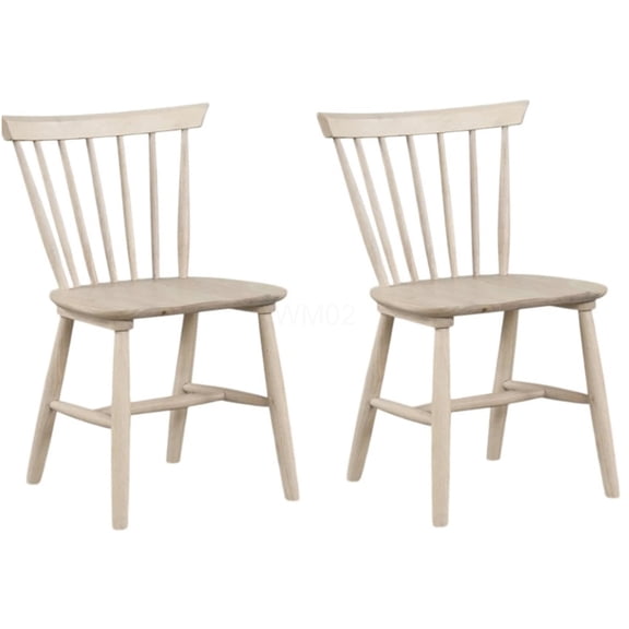 COSMOS Baylee 2-Pack White Oak Wood Side Chairs, Spindle Back Dining Chairs with Tapered Legs, Mid-Century Modern Kitchen Accent Chairs