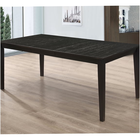 COSMOS Black Rectangular Extendable Dining Table with Leaf, Modern Farmhouse Style Wooden Table for Kitchen and Dining Room