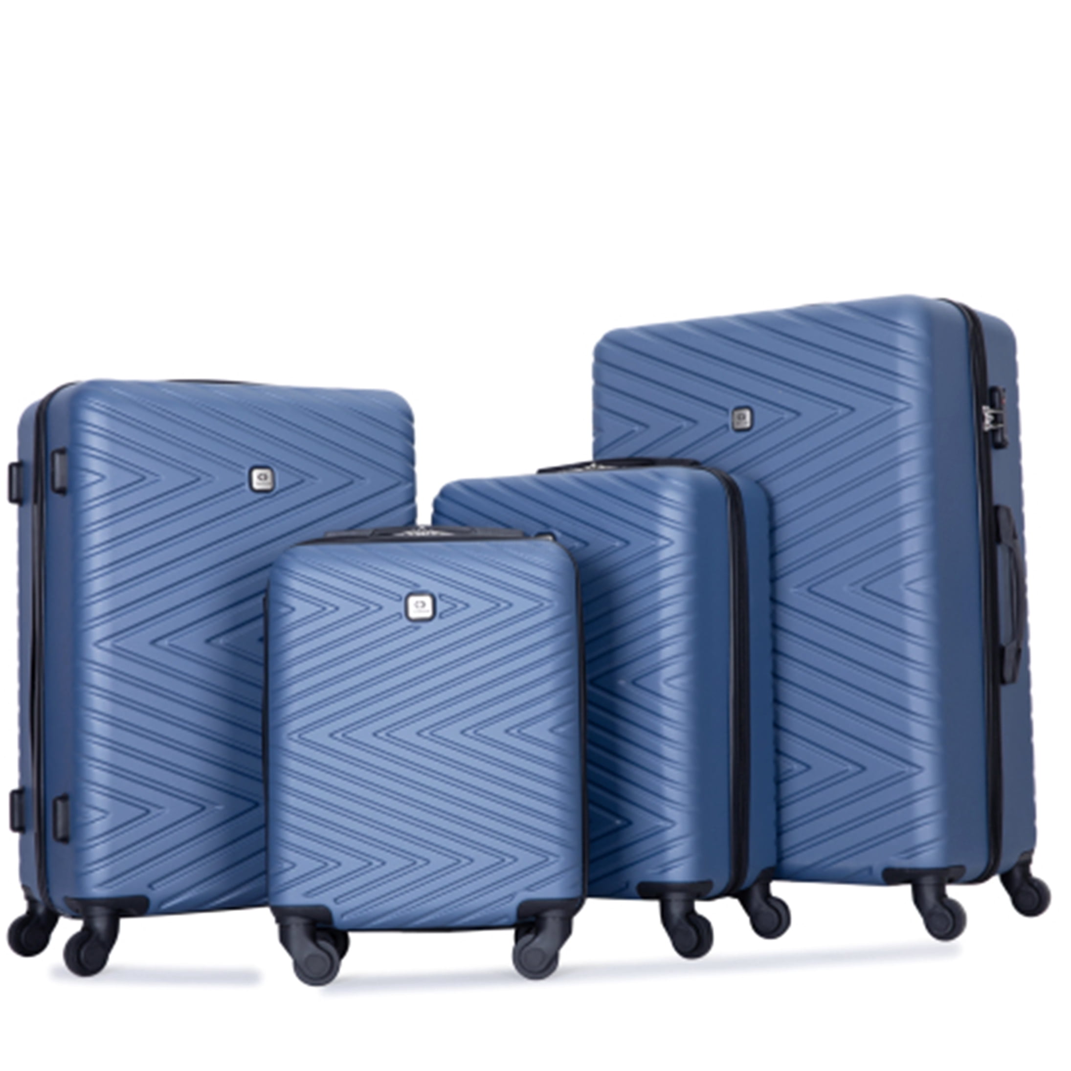 COSMOS Blue ABS Hard Shell Luggage 4-Piece Set with 360° Wheels &; TSA Locks, Lightweight Suitcases