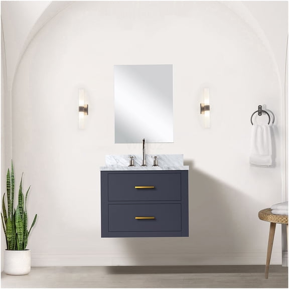 COSMOS Blue Acrylic Vanity Set with Faucet, Soft Close Door, Modern Bathroom Storage Cabinet