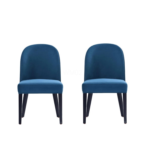 COSMOS Blue Velvet Dining Chairs, Set of 2 Modern Upholstered Side Chairs with Solid Wood Frame, No Assembly Required