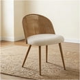 thumbnail image 1 of COSMOS Bohemian Modern Rattan Dining Chair Set of 2, Brown Wicker with Beige Cushion, Indoor Boho Kitchen Seating, 1 of 10