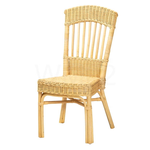 COSMOS Brown Rattan Dining Chair, Modern Bohemian Spindle Back Accent Chair with Crisscross Base for Kitchen, Dining Room, Cafe