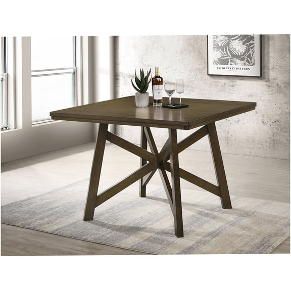 COSMOS Brown Square Counter Height Dining Table for Kitchen & Dining Room, Transitional Style, Seats 4, Engineered Hardwood with Mindi Veneer