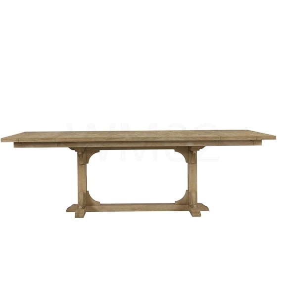 COSMOS Cashew Beige Counter Height Trestle Table, Solid Wood and MDF, Geometric Parquet Dining Table for Kitchen and Dining Room