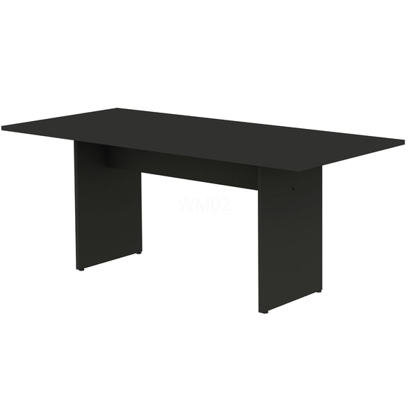 COSMOS Charcoal Modern Farmhouse Dining Table for 6, Rustic Wood Grain Finish, H-Base Design