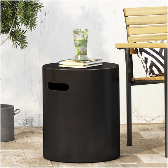 COSMOS Copper Outdoor Concrete End Table with Handle, Lightweight Modern Patio Accent Table
