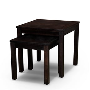 COSMOS Espresso Eucalyptus Nesting Tables 2-Piece Set for Patio, Porch, Garden Outdoor Space-Saving Accent Tables