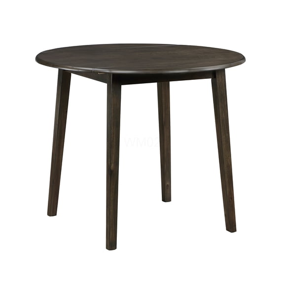 COSMOS Espresso Round Drop Leaf Dining Table, Expandable Small Space Wooden Kitchen Table with Dual Folding Leaves