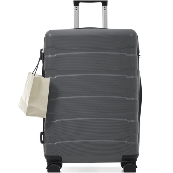 COSMOS Expandable 24 Inch ABS Hardshell Suitcase, TSA Lock &; 8 Spinner Wheels Durable Check-In Luggage in Gray