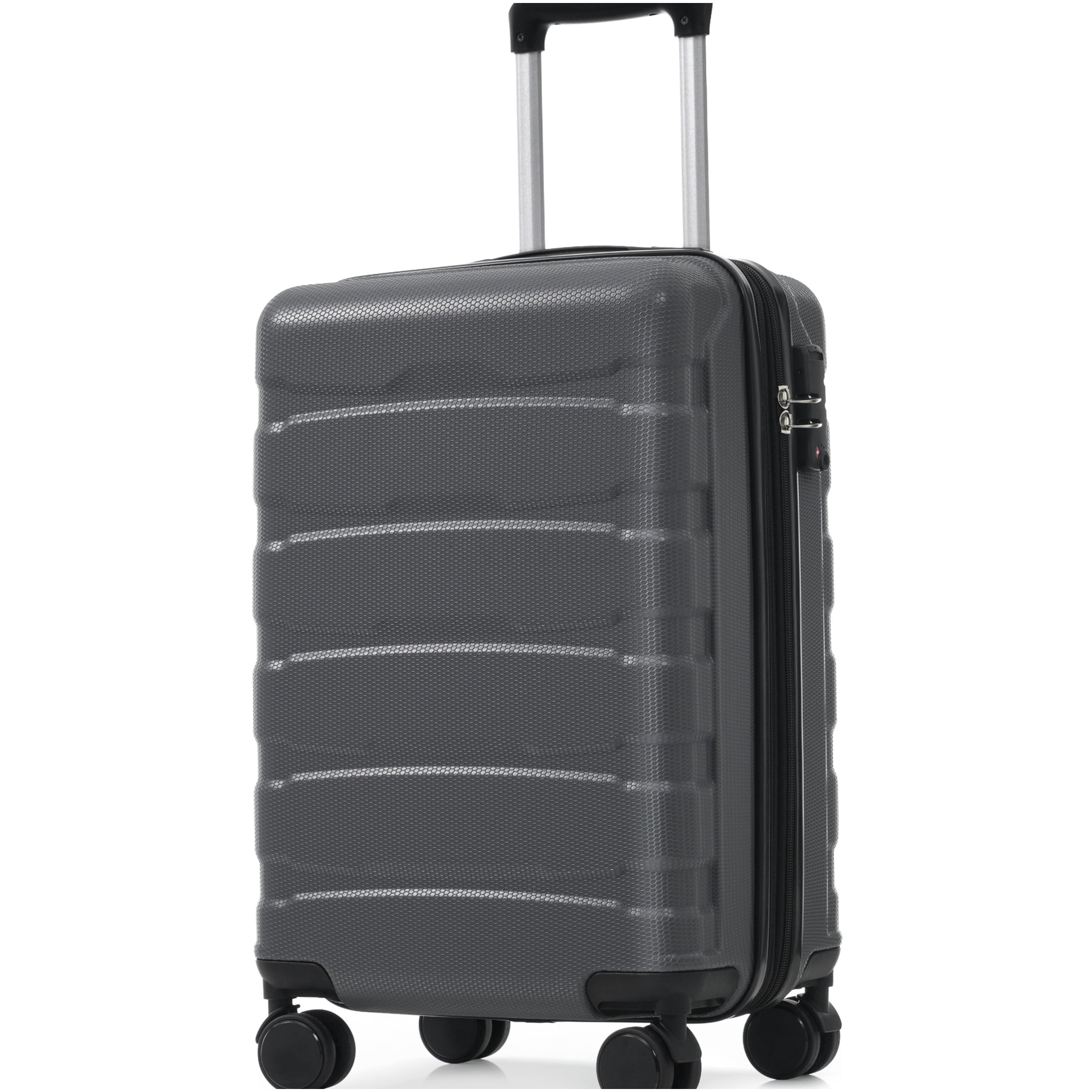 COSMOS Expandable ABS Hardshell Carry-On Luggage with Spinner Wheels &; TSA Lock, 20 Inch Gray Suitcase