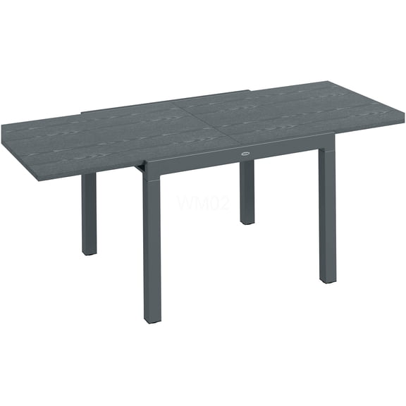 COSMOS Extendable Outdoor Dining Table for 6-8 People, Expandable Patio Table with Wood Look Top & Aluminum Frame, Rectangle Garden Table, Dark Gray