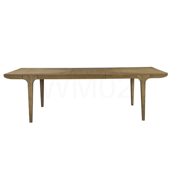 COSMOS Extendable Solid Eucalyptus Wood Dining Table with Tapered Legs, Tan Finish for Modern Farmhouse