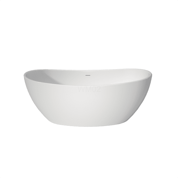 COSMOS Gloss White Acrylic Freestanding Soaking Bathtub, 60-Inch Modern Deep Bath Tub for Spacious Relaxation
