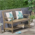 thumbnail image 1 of COSMOS Gray Acacia Wood Farmhouse Bench with Storage Shelf, Sturdy Wooden Entryway Bench for Kitchen, Hallway, Living Room, 1 of 10