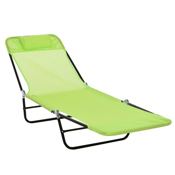 COSMOS Green Folding Chaise Lounge Chair with Adjustable Backrest, Breathable Mesh Sunbathing Chair for Outdoor Relaxation in Pool, Beach, Patio