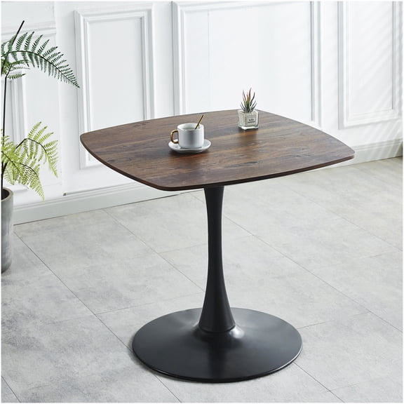 COSMOS Halloween Dining Table, 31.5 Inch Round Pedestal Table in Black and Walnut for Kitchen, Dining Room, or Living Room