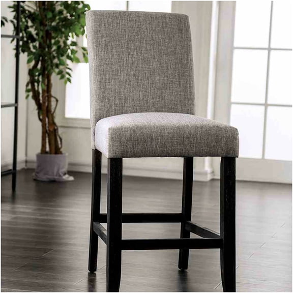 COSMOS Light Gray Counter Height Dining Chairs Set of 2, Rustic Farmhouse Style with Padded Fabric Seat and Backrest, Solid Wood Frame
