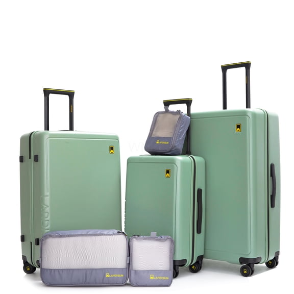 COSMOS Light Green Hard Shell Carry On Luggage with Spinner Wheels, 3-Piece ABS Suitcase Set for Travel