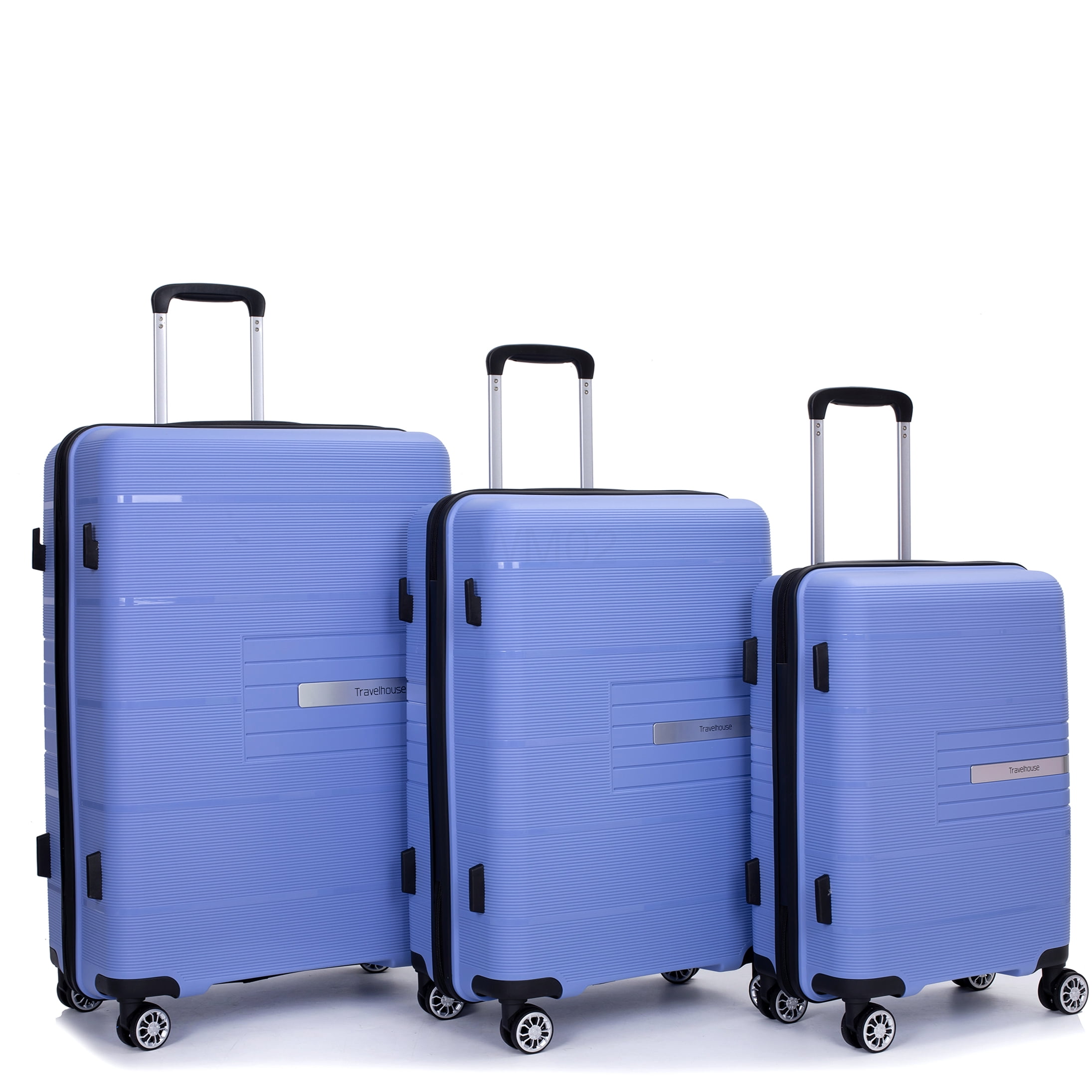 COSMOS Lightweight ABS Hardshell Luggage 3-Piece Set, TSA Lock &; 360° Spinner Wheels, Carry-On Checked Suitcases in Purplish Blue