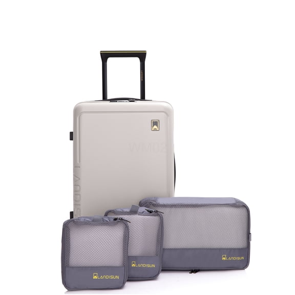 COSMOS Lightweight Beige Hard Shell Spinner Luggage Set, 19 Inch Carry-On with ABS+PC Material and 3 Pcs Storage