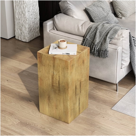 COSMOS MGO Square-Column End Table with Wood-Like Finish for Indoor and Outdoor Use