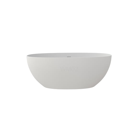 COSMOS Matte White 59 Inch Freestanding Soaking Bathtub, Solid Surface Deep Soak Tub for Bathroom