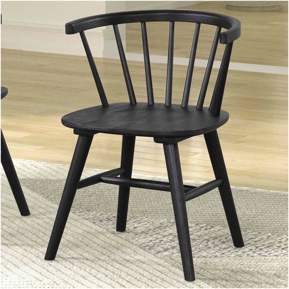 COSMOS Mid-Century Modern Dining Chairs Set of 2, Black Spindle Back Kitchen Chairs with Molded Seat and Shaker Legs