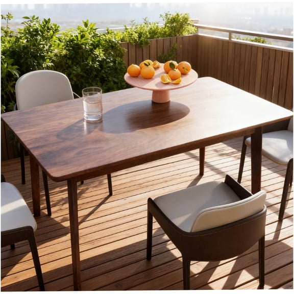 COSMOS Mid-Century Modern Dining Table, Walnut Finish Rectangle Kitchen Table for 4, Easy Assembly