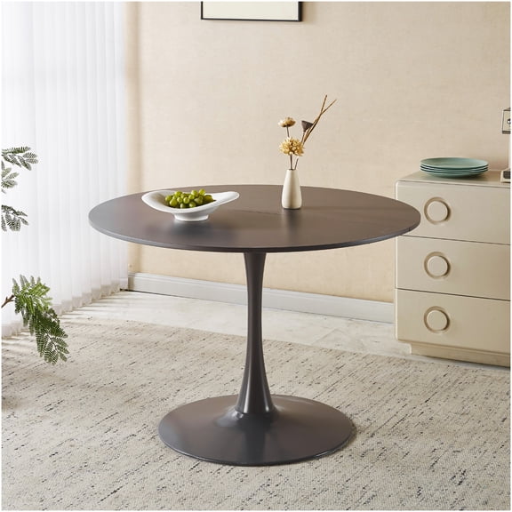 COSMOS Mid-Century Modern Round Dining Table for 4-6, Grey Tulip Pedestal Table with MDF Top for Kitchen, Dining Room, or Breakfast Nook