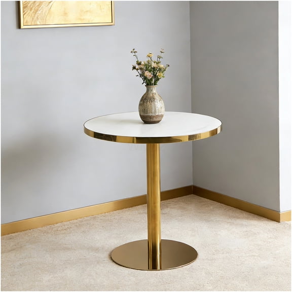 COSMOS Mid Century Modern Tulip Table for Dining & Living Room, 31.5 Inch Round White Pedestal Table, Multi-Functional Furniture for Kitchen, Office, Cafe