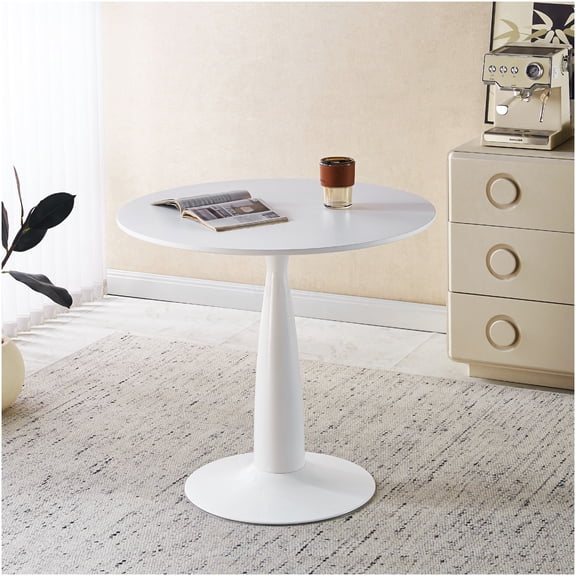 COSMOS Mid Century Modern Tulip Table, White Round Pedestal Dining Table for 4-6, Multi-Functional Coffee & Side Table for Small Space