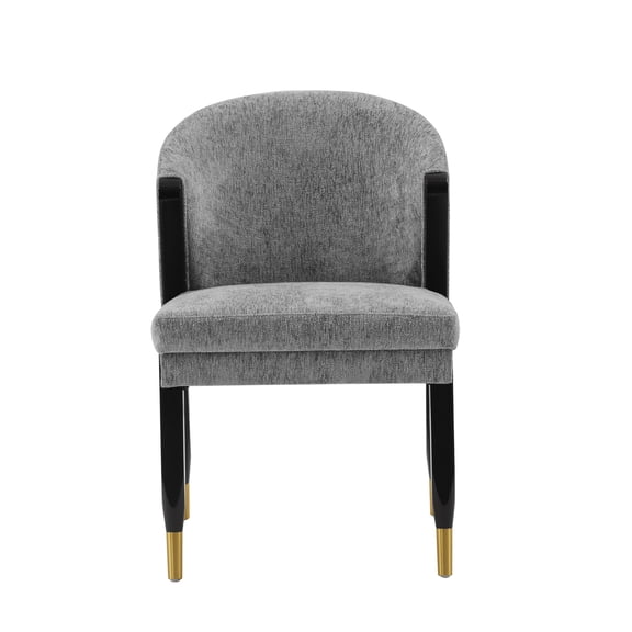 COSMOS Modern Gray Upholstered Dining Chair - Solid Wood Frame with Gold Accents, Fully Assembled