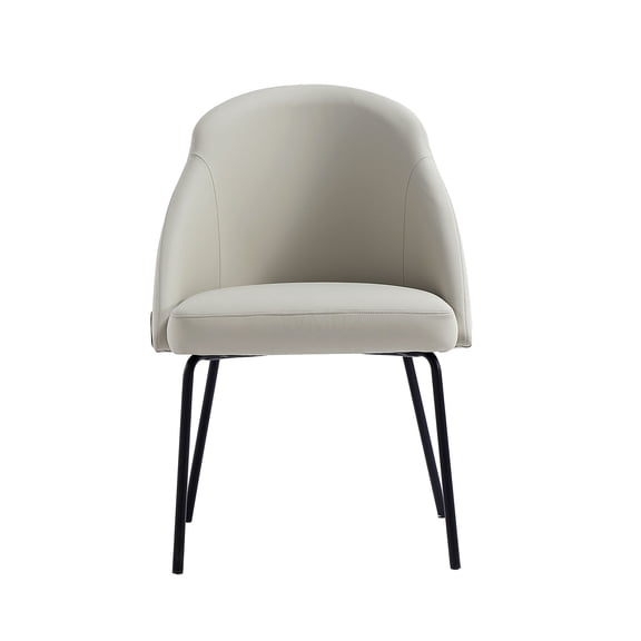COSMOS Modern Industrial Dining Chair in Stone Gray & Black, Upholstered Leatherette Seat, Sturdy Steel Frame for Kitchen, Office, Desk