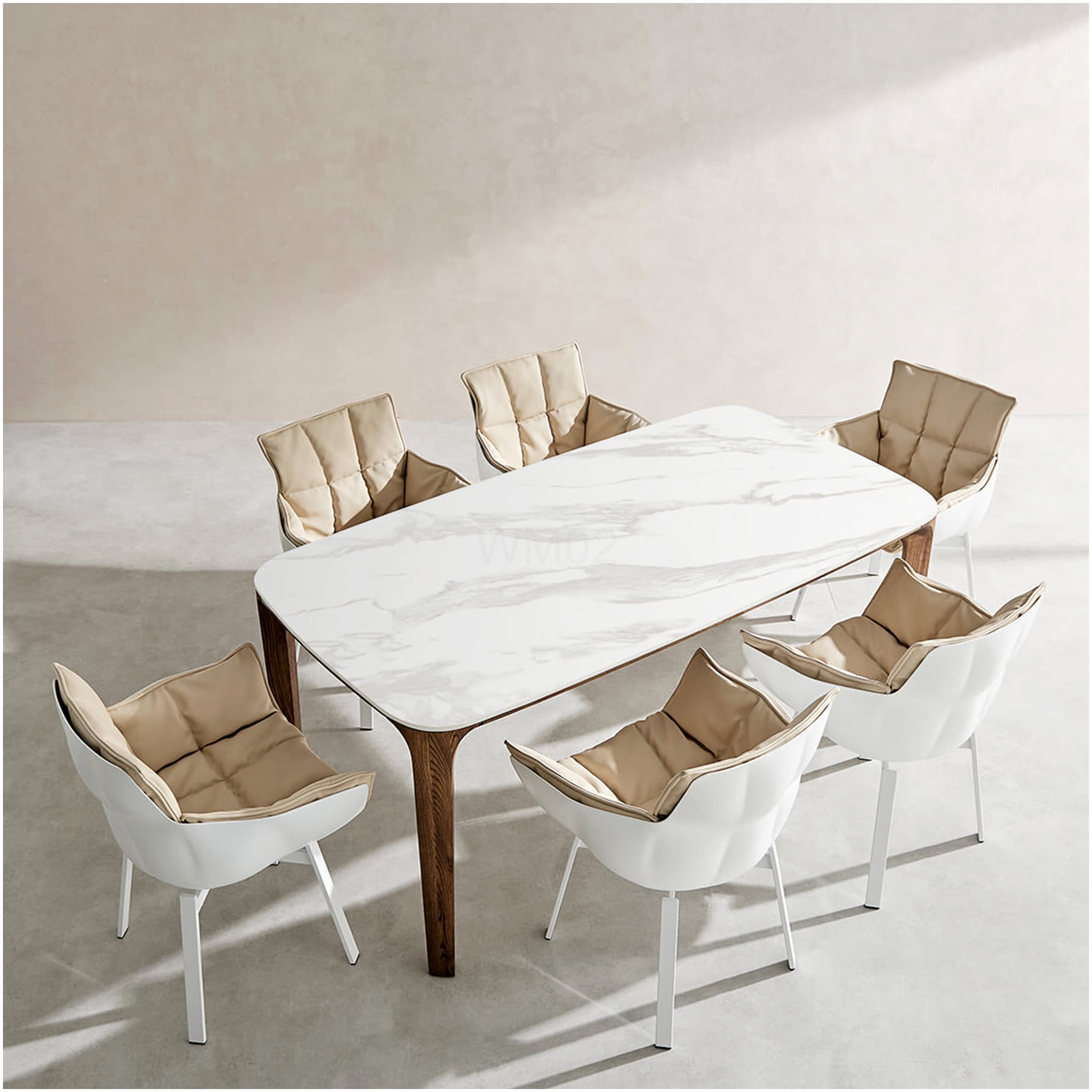 COSMOS Modern Rectangular Dining Table with Ceramic Top and Walnut Wood ...