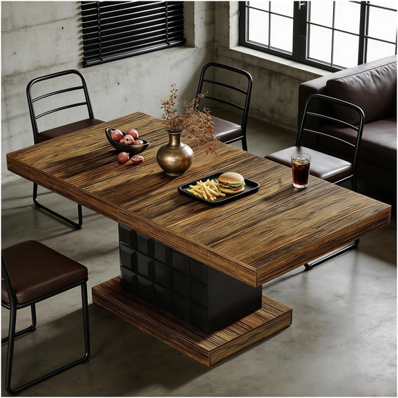 COSMOS Modern Rectangular Dining Table with Geometric Base, Chic Kitchen Table for Contemporary Dining Room