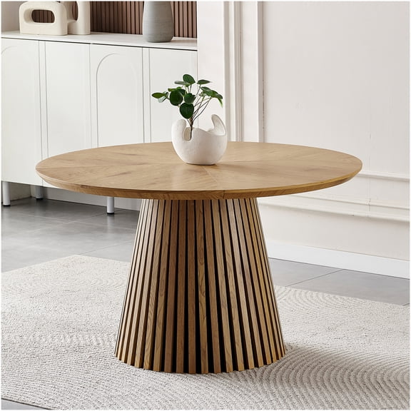 COSMOS Modern Round Wooden Dining Table for Kitchen, Oval Shape Space Saving MDF Table for Family Gatherings, Living Room and Office