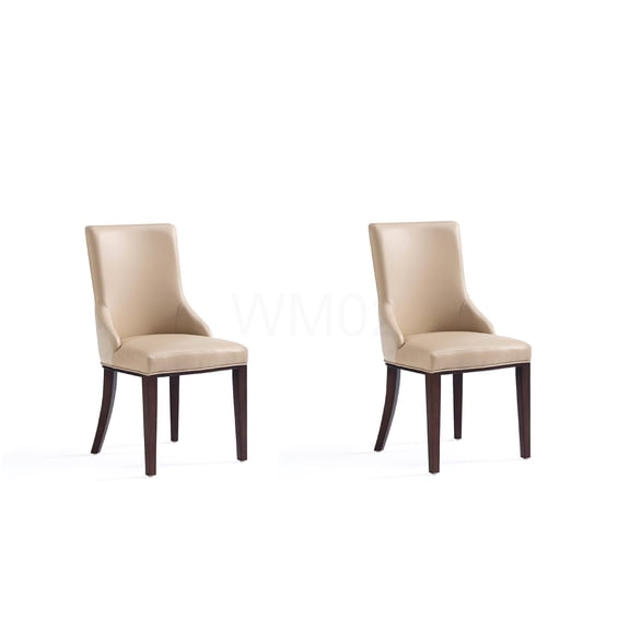 COSMOS Modern Tan Dining Chairs, Set of 2 - Upholstered Faux Leather & Velvet Side Chairs for Kitchen, Dining Room, Office