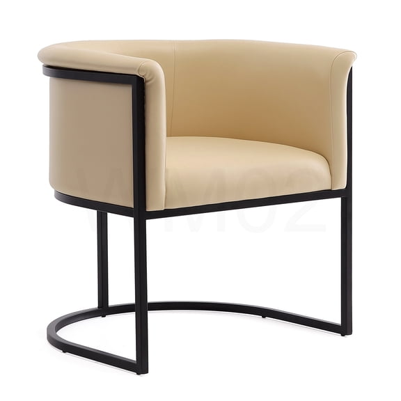 COSMOS Modern Tan Faux Leather Dining Chair with Geometric Metal Frame, No Assembly Required