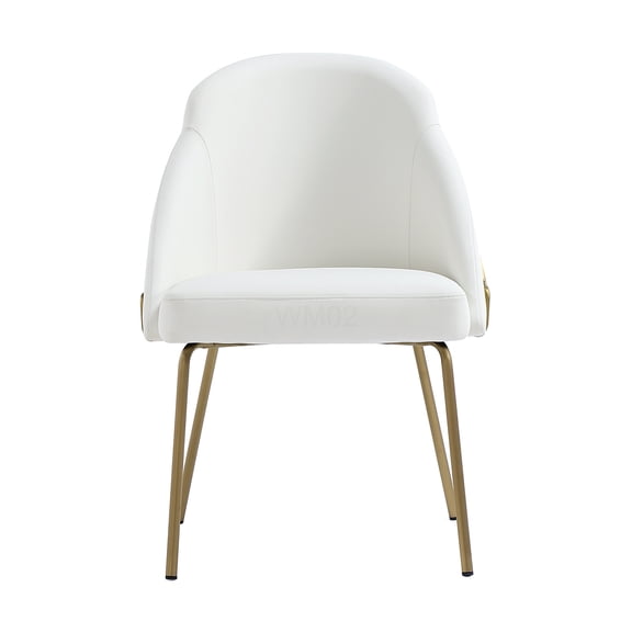 COSMOS Modern White and Gold Accent Dining Chair, Upholstered Leatherette Seat with Stainless Steel Frame for Kitchen, Dining Room, Office