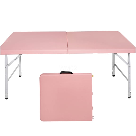 COSMOS Pink Folding Table 4ft Portable Indoor Outdoor Foldable Camping Table with High Weight Capacity