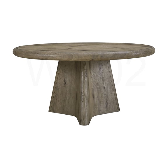 COSMOS Round Dining Table with English Knotty Oak Veneer and Pedestal Base for Kitchen, Breakfast Nook, or Small Space
