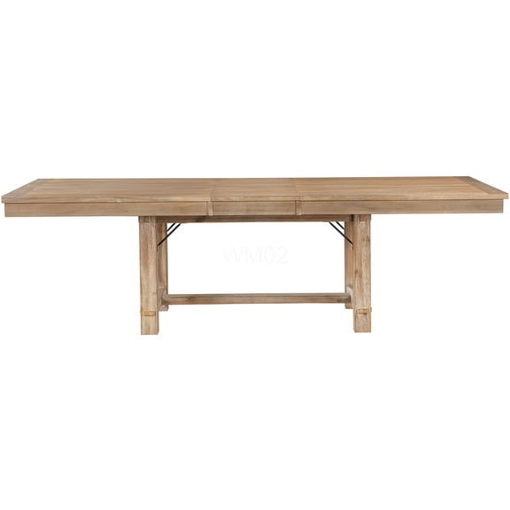 COSMOS Rustic Farmhouse Dining Table with Self-Storing Leaf, Light Oak Finish, Seats 8-10, Expandable Acacia Wood Table