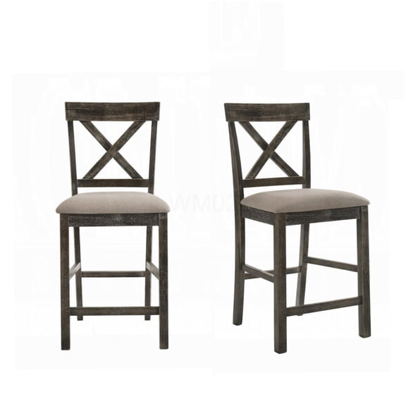 COSMOS Set of 2 Modern Counter Height Chairs with X-Back Design and Upholstered Seats for Kitchen Island & Dining